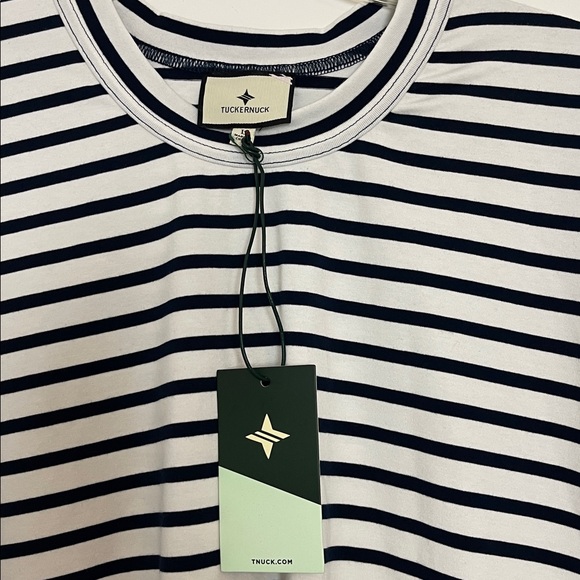 Tuckernuck Navy Blue Striped Presley Boyfriend Tee Large Preppy Minimalist New - Picture 7 of 11